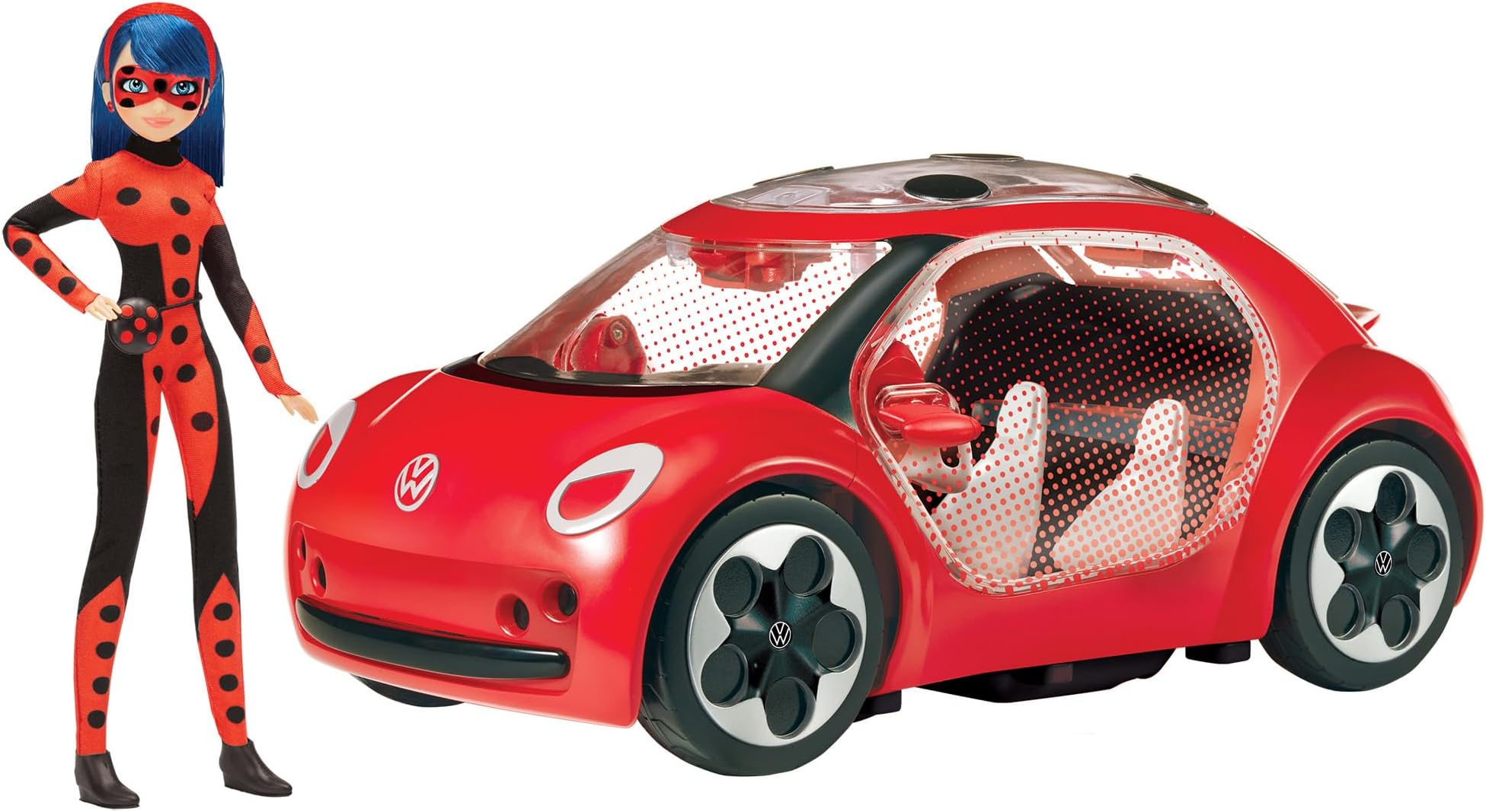Miraculous Bandai Tales Of Ladybug And Cat Noir Volkswagen E-Beetle Car With Fashion Doll | 26cm Doll With Convertible Car For Girls And Boys | Toy Car With Space For 2 Dolls Up To 5 Kwamis
