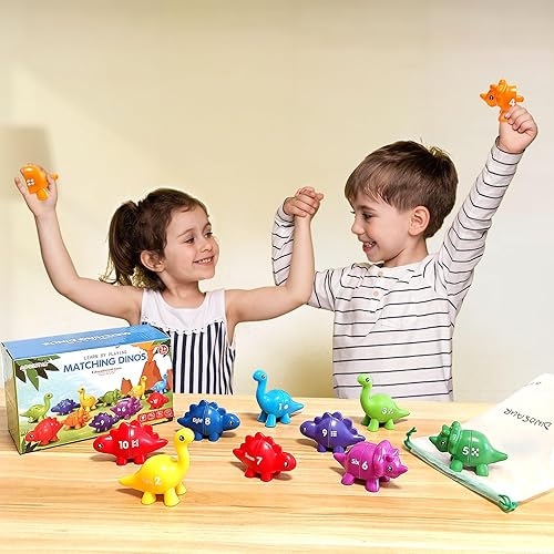 Miniatura 2 de Juguetes de dinosaurio a juego número 1-10, juguetes de motricidad fina, juego de dino Match preescolar, juguetes educativos Montessori de