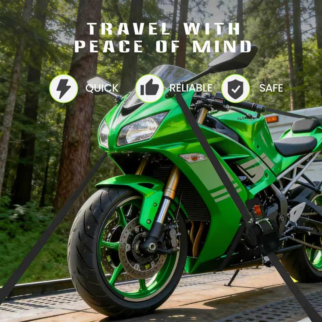 Retractable Ratchet Straps (4-Pack) - 1 Inch x 13 Feet (1,800lb Break Strength) - Auto Self Retracting Tie Down Straps for Truck, Cargo Trailer, Motorcycle, ATV, UTV - Black - Image 7