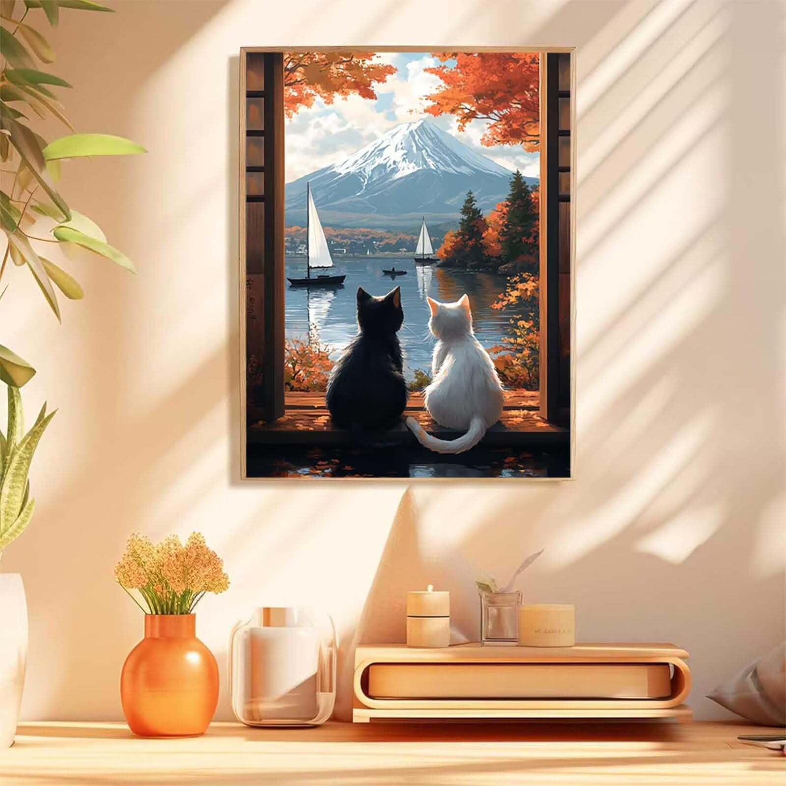 Diamond Painting Mount Fuji, 5D Diamond Painting Dorośli Żaglówka, DIY Dorośli DIY Zestaw Ścieg Krzyżowy, Obraz Diament Sztuka Rhinestony Haft Zestaw, Do Dekoracji Domu 90x120cm X-4380