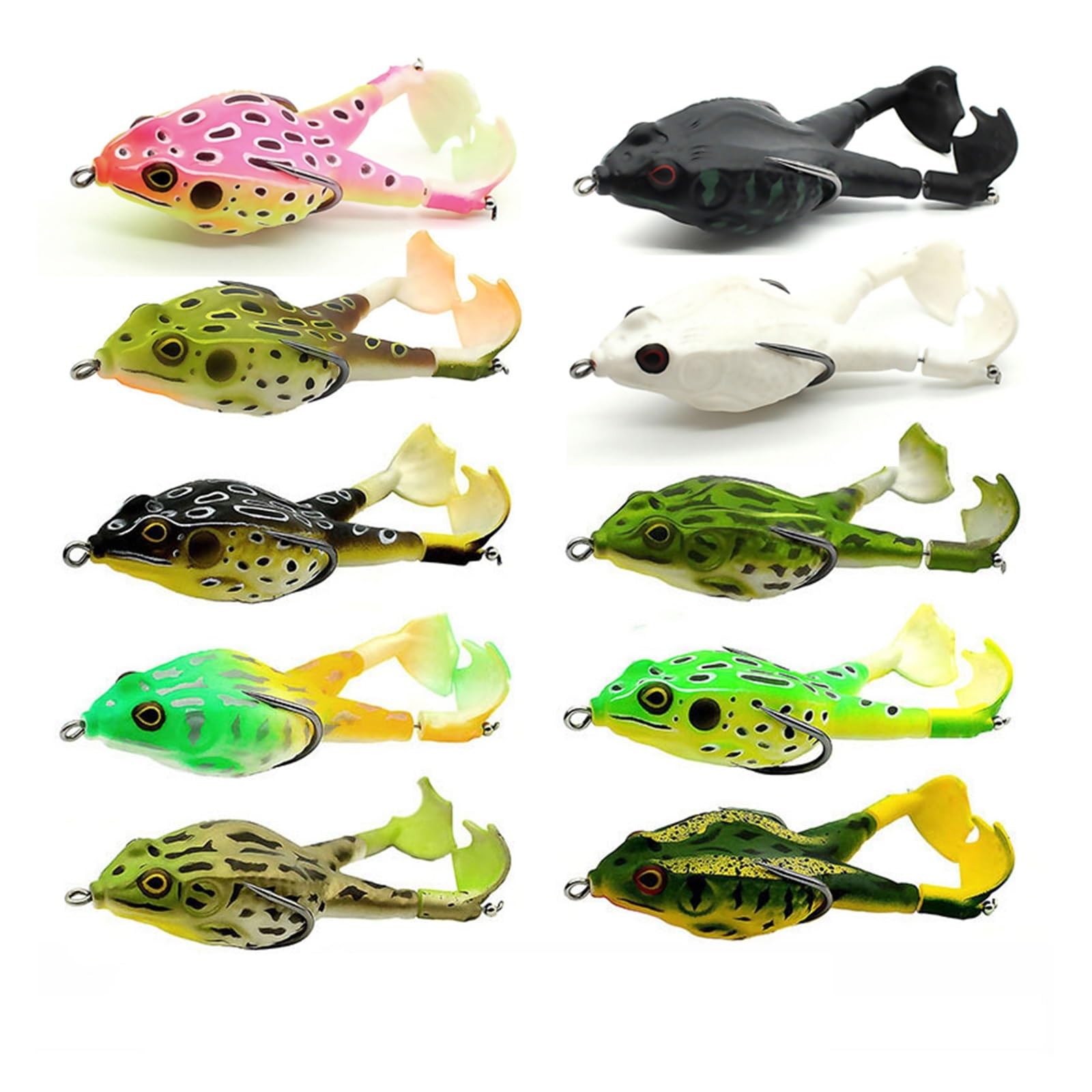 XILILHC 10 Pz/Set Rana Galleggiante Topwater Esca Doppia Elica Silicone 75mm-100mm Esca Morbida Artificiale Wobbler for Kit di Pesca