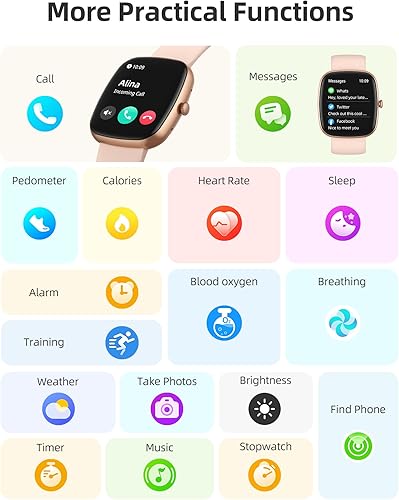 Miniatura 7 de Parsonver Reloj inteligente para teléfonos iOS y Android (respuestahacer llamadas), relojes de pantalla HD para mujeres, reloj de seguimiento de