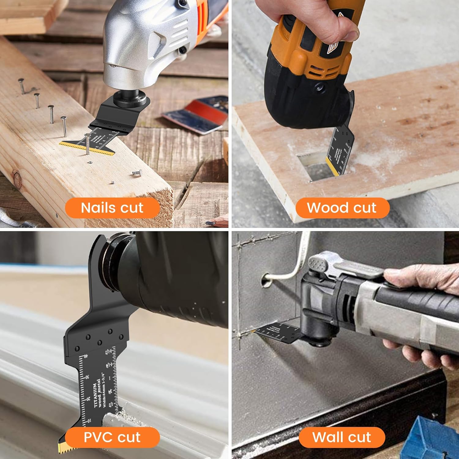 29 Pack Titanium Oscillating Tool Blades, Bi-Metal Multitool Blades Kit for Metal Wood Plastics, Quick Release Universal Oscillating Saw Blades Fit Dewalt, Milwaukee, Ryobi, Bosch, Makita