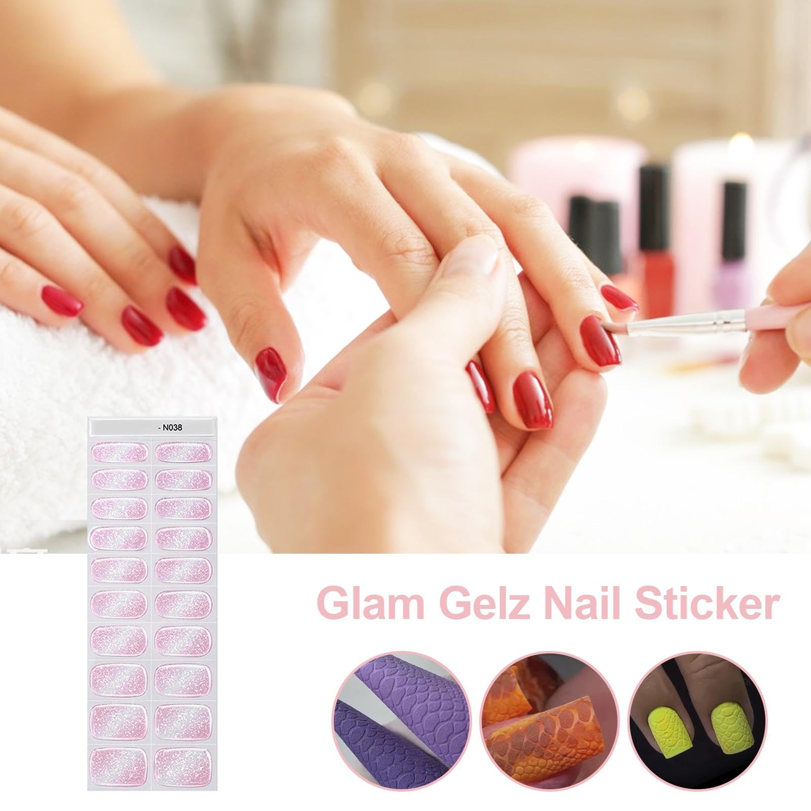 Adesivi per unghie | Adesivi per unghie glitterati per smalto gel | Strisce di smalto gel semi indurite con lampada a specchio glitter adesivi per smalto gel per unghie adatti per tutte le
