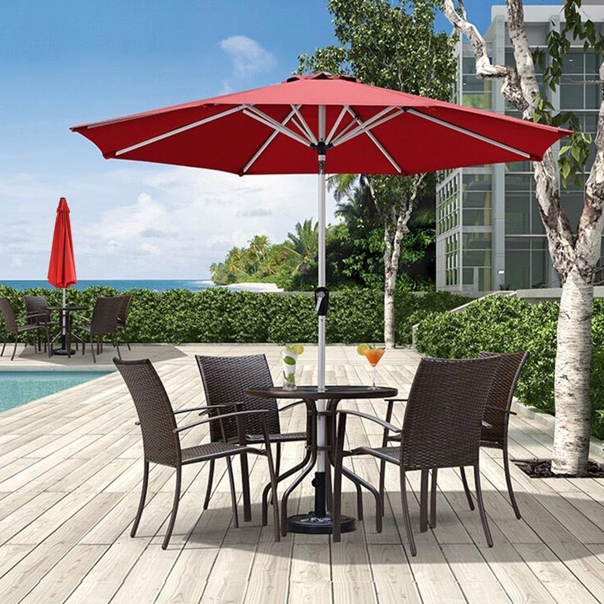 Water Resistant Replacement Canopy for Patio Umbrellas, Fits 6.6ft/8.9ft/9.8ft, Durable Cloth Cover for Garden, Backyard, Pool - 6/8 Ribs Compatible