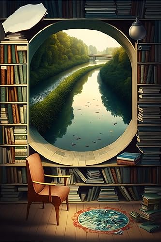 Kits de pintura de diamantes River Arts Librería, 5D con piedras preciosas de cristal de diamante redondo para punto de cruz, pintura de diamantes,