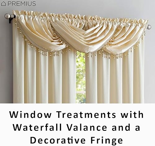 Miniatura 9 de Panel de bolsillo para barra de satén triturado y cenefa de cascada con flecos decorativos para ventana, juego de cortinas para tu hogar, todo se