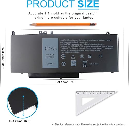 Miniatura 2 de Emanjor 5470 5570 62Wh Tipo 6MT4T 7.6V Reemplazo de batería para Dell Latitude E5570 E5470 E5270 Precision 3510 7V69Y TXF9M 79VRK 07V69Y 079VRK