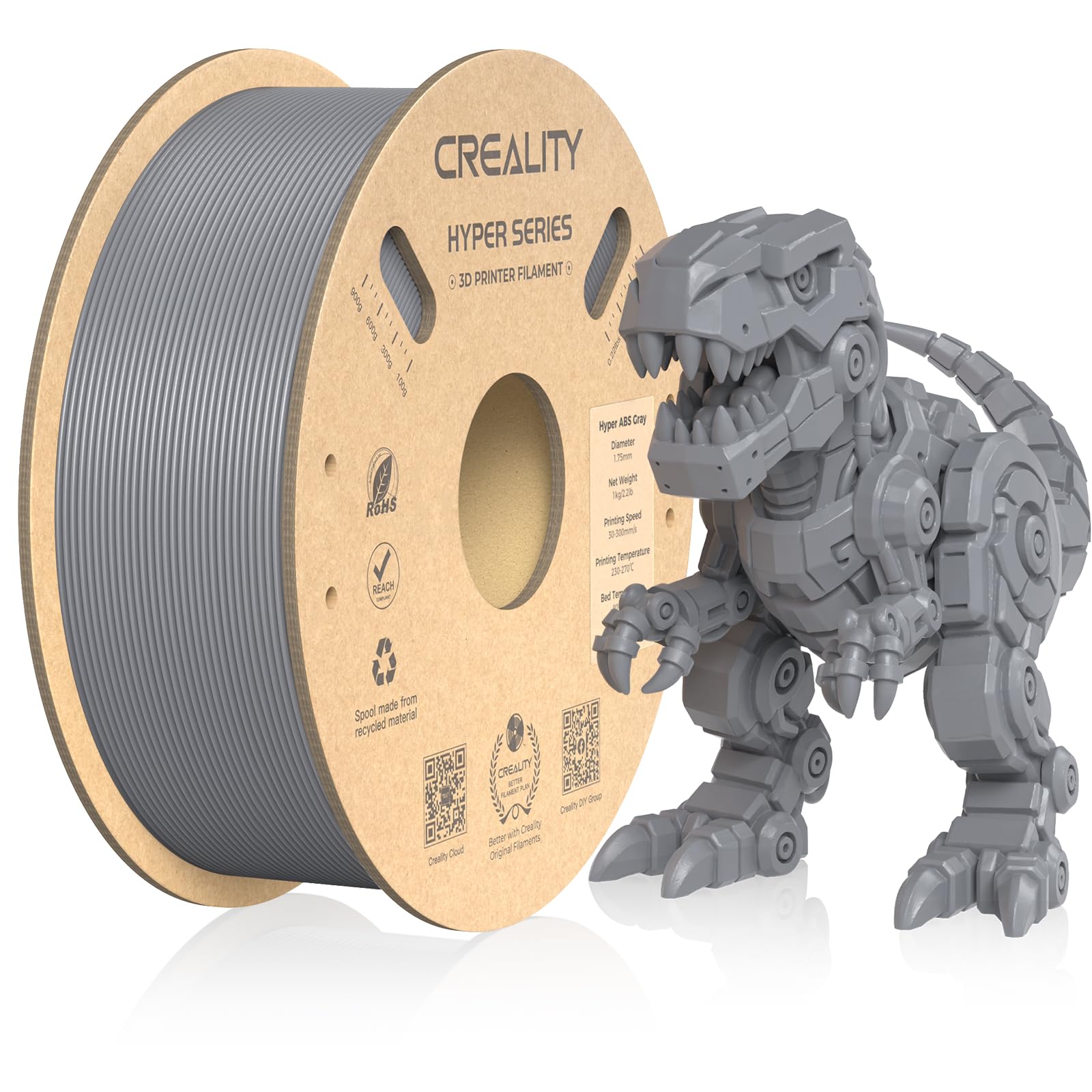 Creality Hyper ABS Filament for K1/K1 Max/K2/K2 Plus, Official 3D Printer Filament 1.75mm for High-Speed Printing Convenient Open Printing ABS