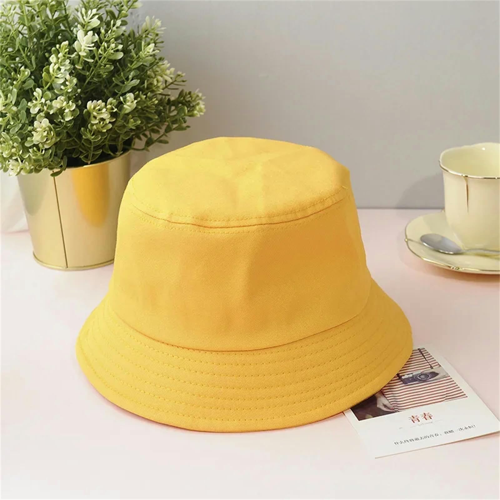 Fischerhut Unisex Baumwollschaufel Hut Sommer Faltbar Sonnenhut Feste Farbe Strandschale Hut