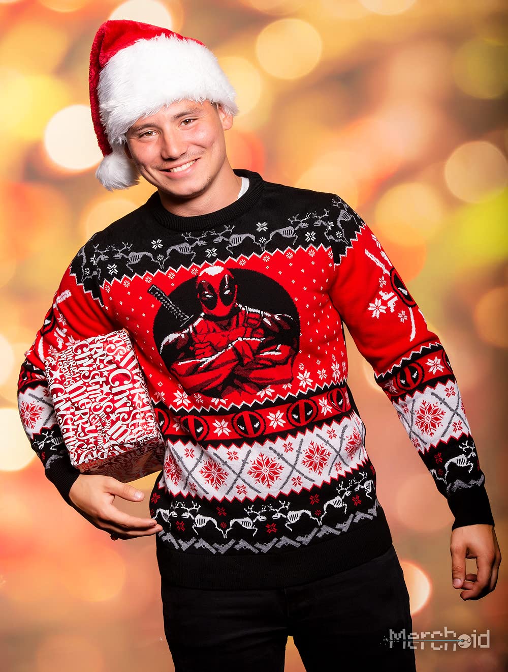 Deadpool Jersey de punto de Navidad unisex para hombres o mujeres, suéter feo Marvel regalo