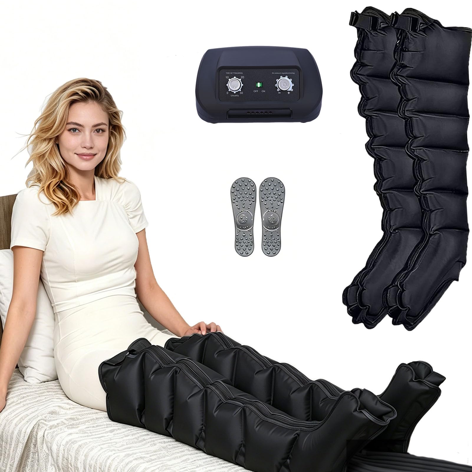 SULQING Leg Compression Machine with Pressotherapy and Lymphatic Drainage,Compression Boots for Legs with Customisable 0-240 mmHg Pressure and 0-30 Minute Timer to Circulation