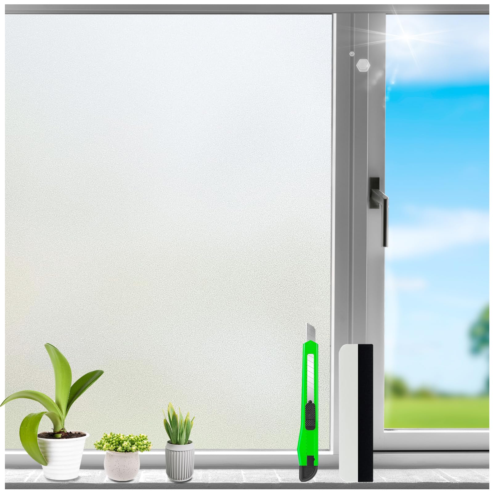 HONLONE Frosted Window Film Privacy 75X400Cm Frosted Glass Film for Windows Anti-Glare Privacy Screen Soft Natural Light for Living Room Bedroom