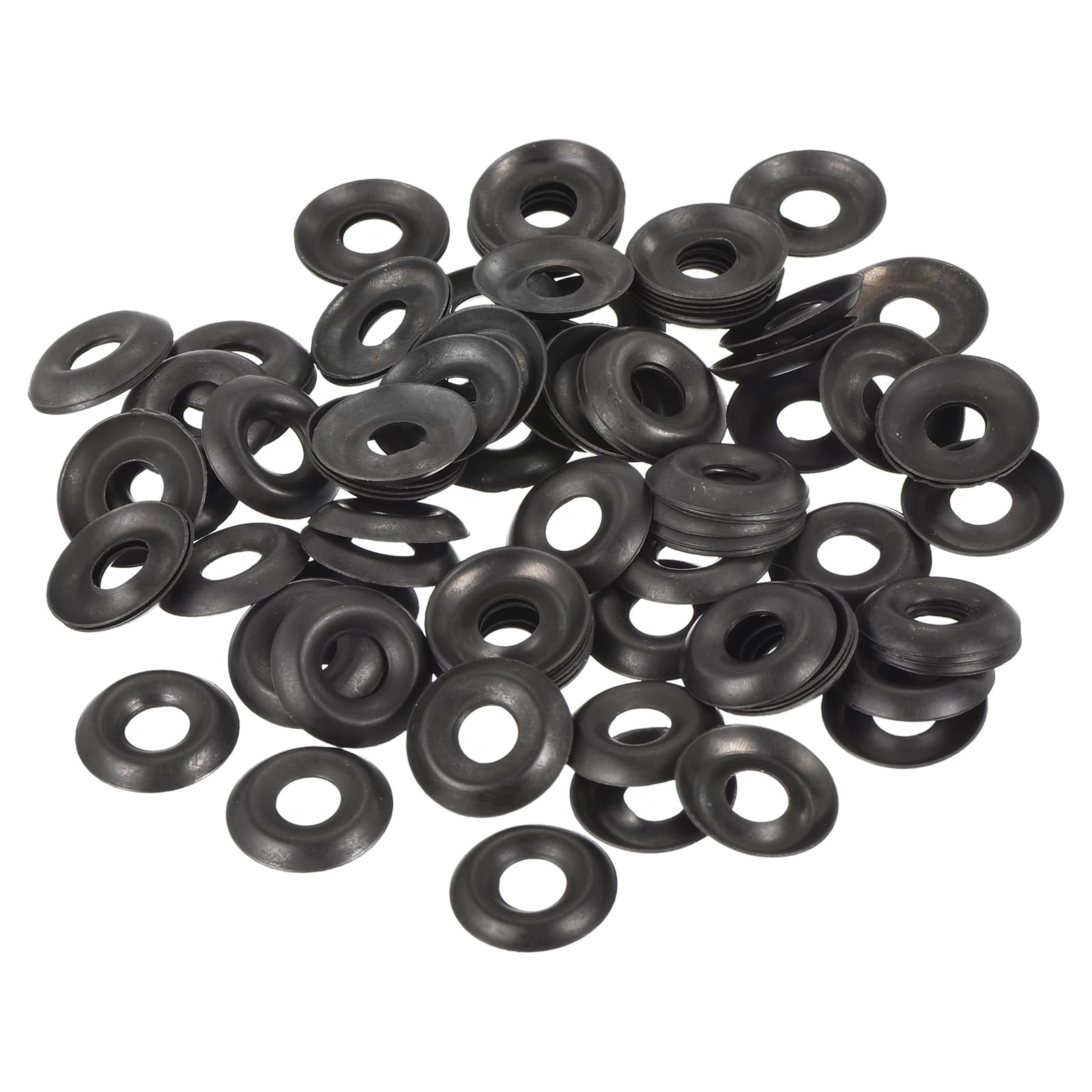 uxcell 80Pcs Cup Washer Countersunk, Iron Black Countersunk Finish Washers for M5 Screws (M5 ID x 14mm OD x 2mm Thick)