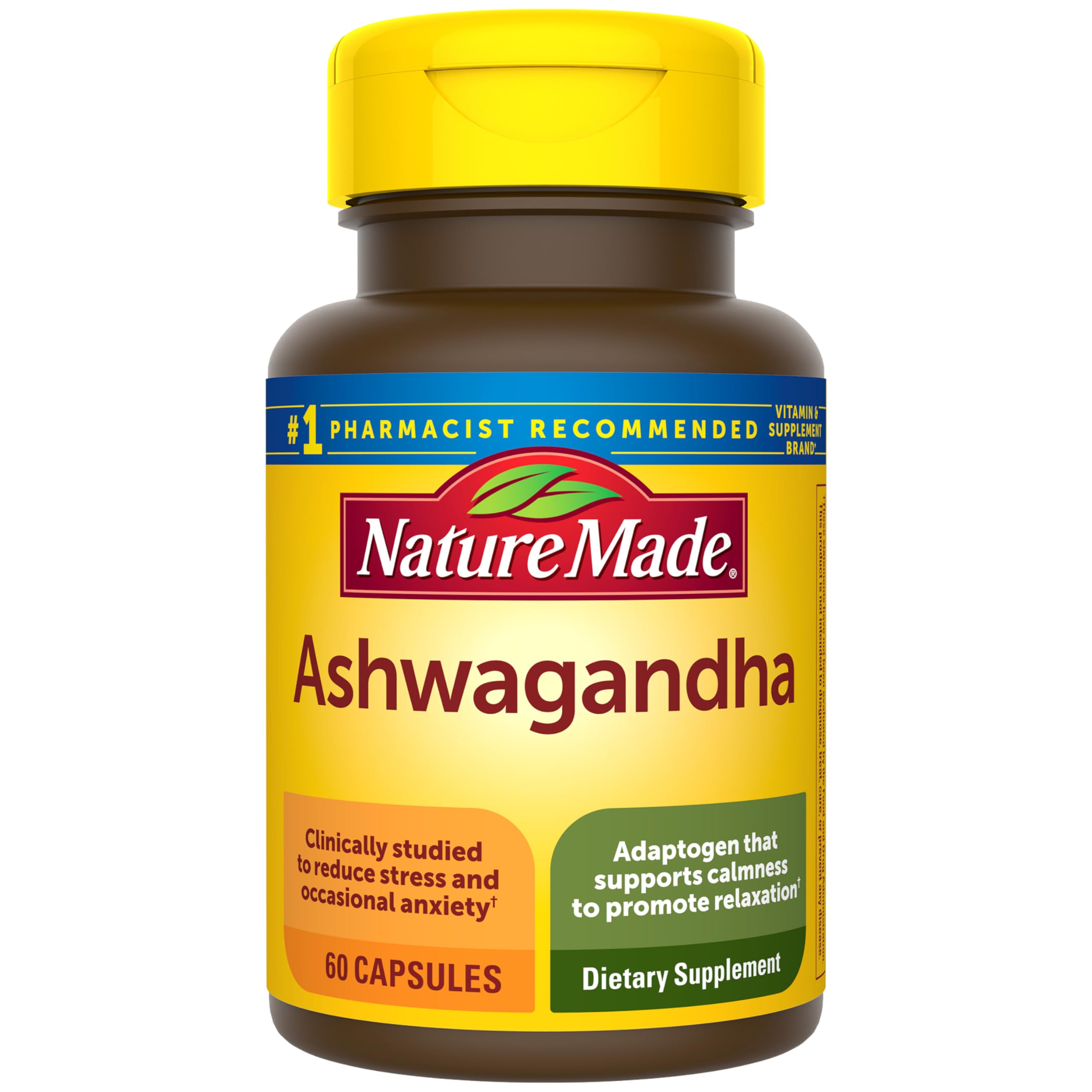 Nature Made Ashwagandha Capsules 125mg for Stress Support, 60 Capsules, 60 Day Supply
