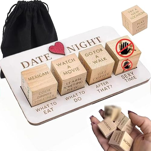 Miniatura 1 de Dados de noche de cita después de la edición oscura, juego de mesa de madera para pareja, dados de decisión, para él y ella, regalos divertidos de