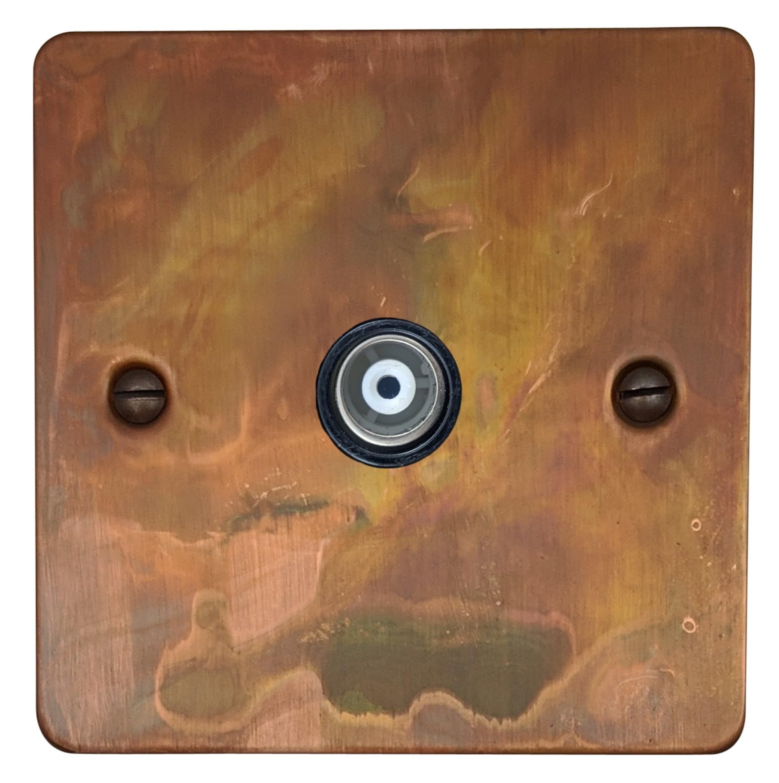 G&H FTC35B Flat Plate Tarnished Copper 1 Gang TV Coax Socket Point