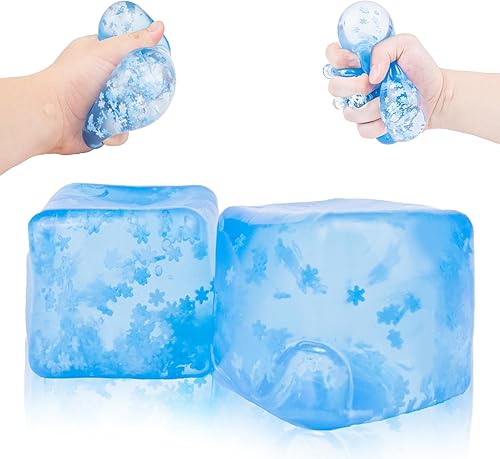 Pelotas antiestrés de cubo de hielo esponjosas, paquete de 2 bolas sensoriales para aliviar la ansiedad para niños y adultos, bolas divertidas para
