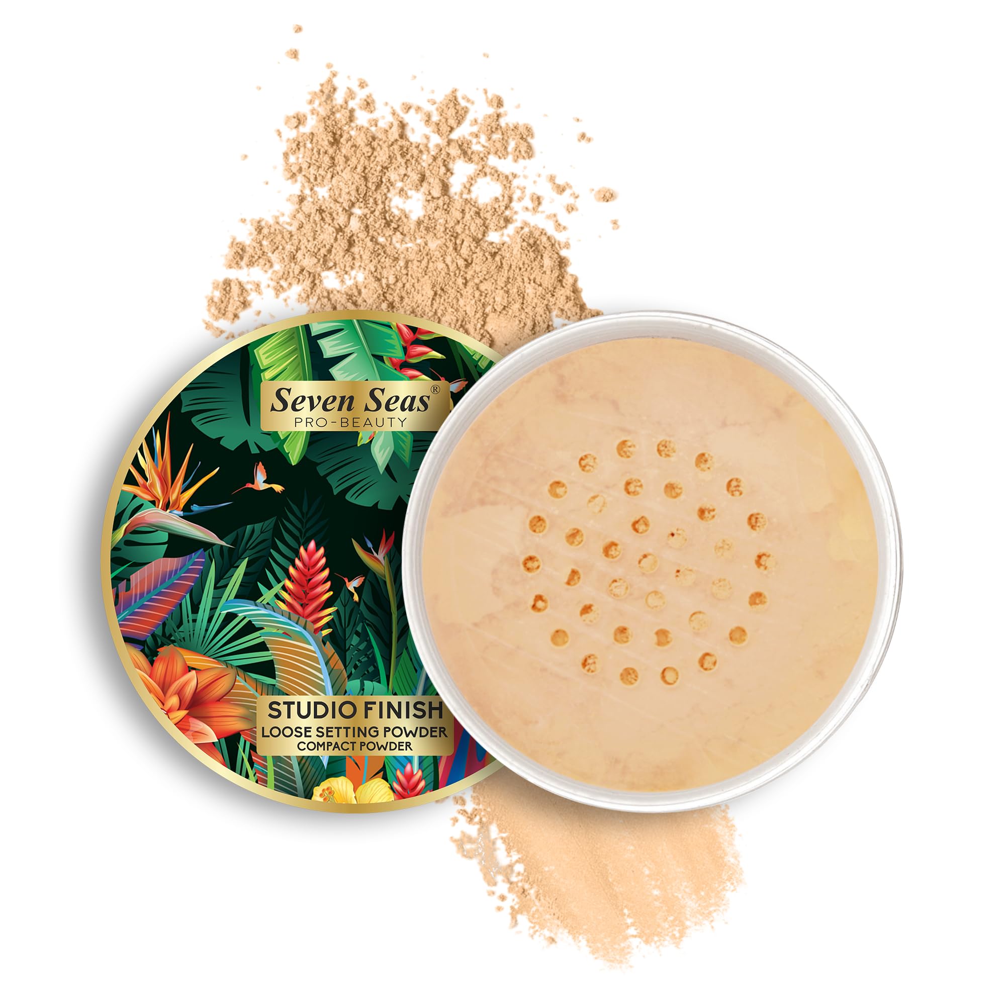 Seven Seas Studio Finish Loose Setting Powder, Matte Finish, Weightless Consistency, Non Sticky, Excellent Payoff | Loose Powder for Women (03, 36.4G)