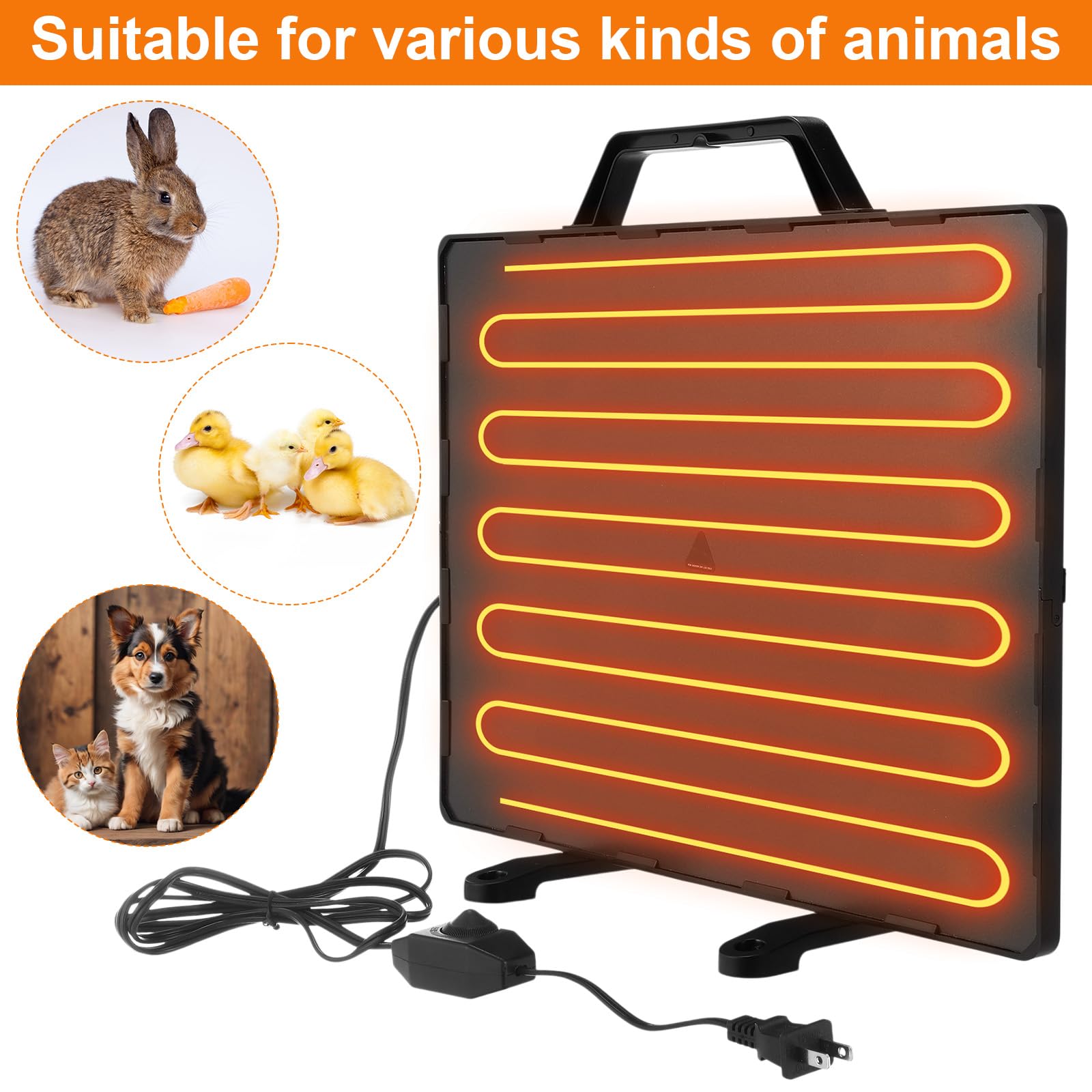 VIHOSE El kit de iniciación de pollitos incluye calentador de gallinero ajustable de 25.0 °C a 93.3 °C, panel de calor radiante de 0.8 galones y comedero de 1.3 kg y percha para pollitos y comedero de