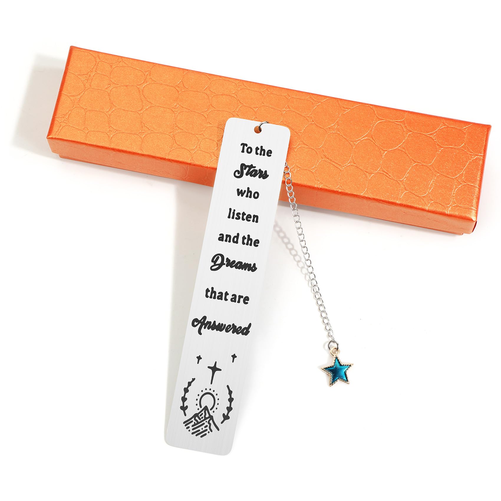 Elegant Stainless Steel Book Mark with Star Charm, Inspirational Starry Quote, Gift Box Included, Metal Bookmark for Book Lovers, Retirement Gifts, Friendship Gifts, Reading Accessories (Style 2)