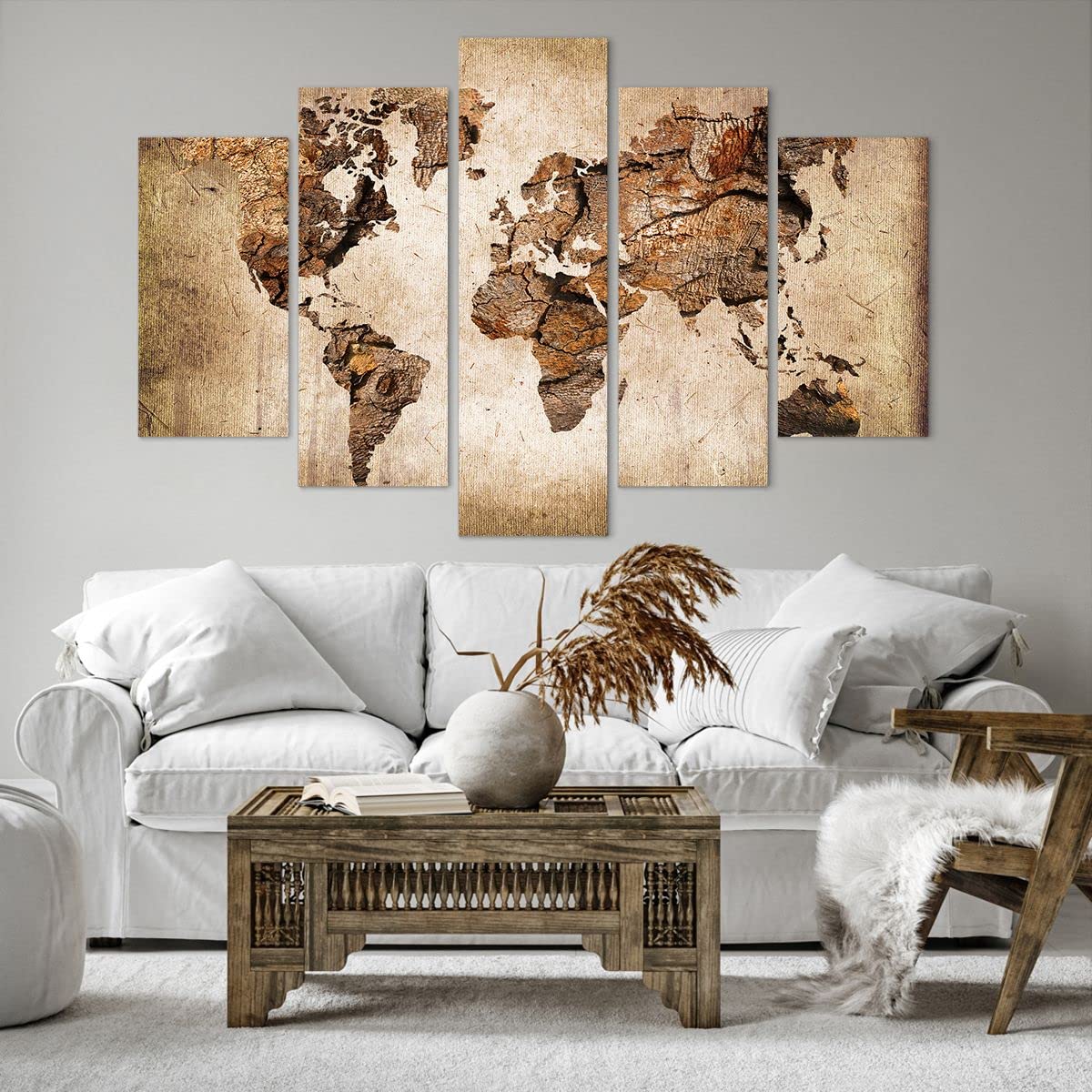 Lienzos decorativos 150x100cm Cuadro Sobre Lienzo Moderno mapa mundo moderno Grande XXL Dormitorio Cuadros Pared Imágenes Tríptico 5 Piezas Cuadros Decoracion Salon Wall Art Prints EA150x100-3590