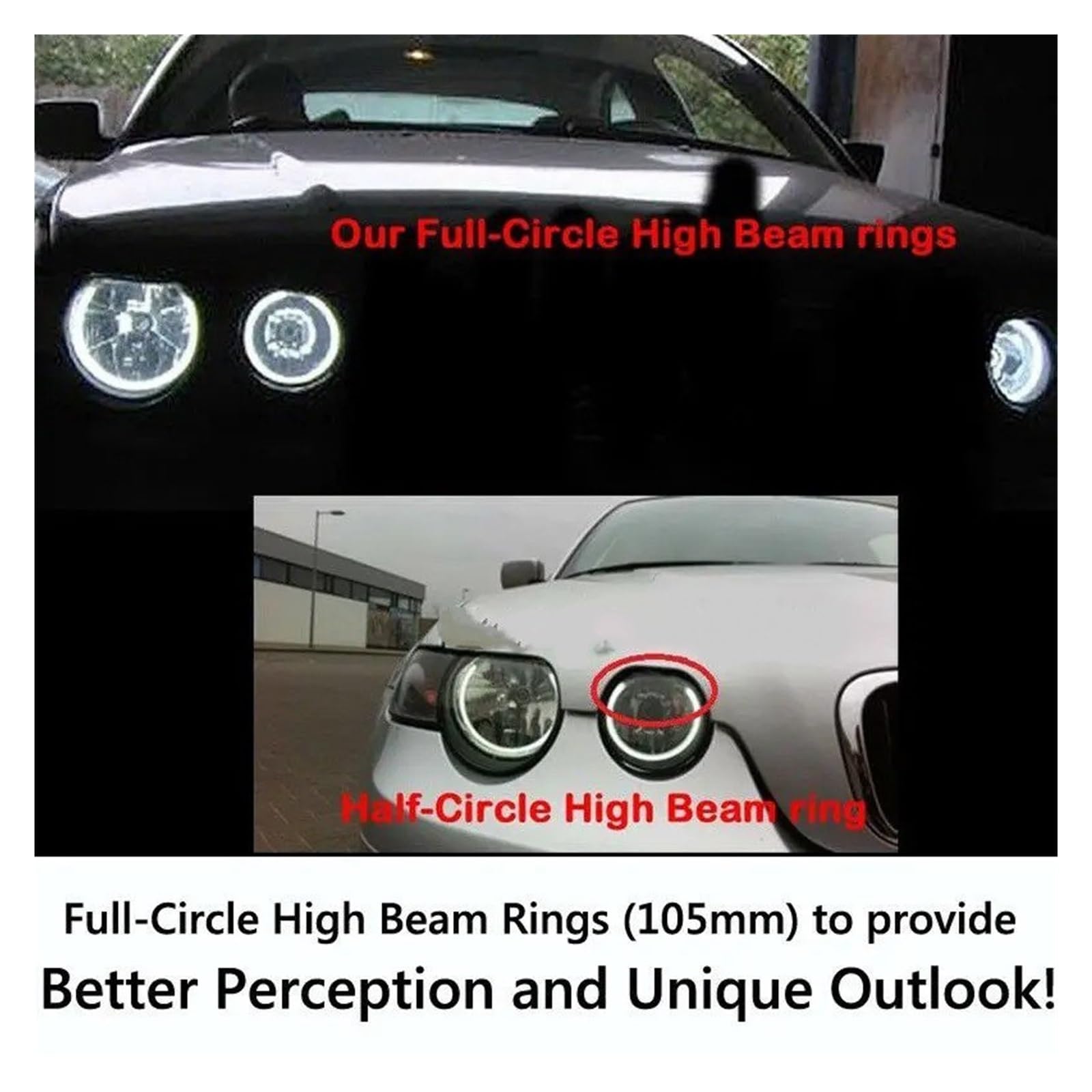 Faros Angel Eyes para coche Para BMW E83 Para X3 E46 Ti 4X Compacto RGB Algodón Luz Angel Eyes Halo Anillo 106 + 131mm Faro ojos de ángel