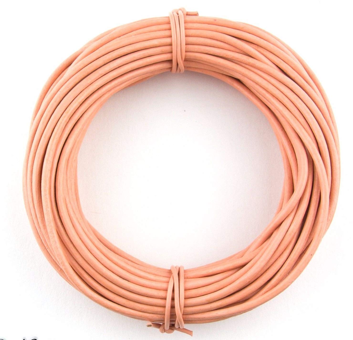Peach Round Leather Cord 2mm 10 Meters (11 Yards)
