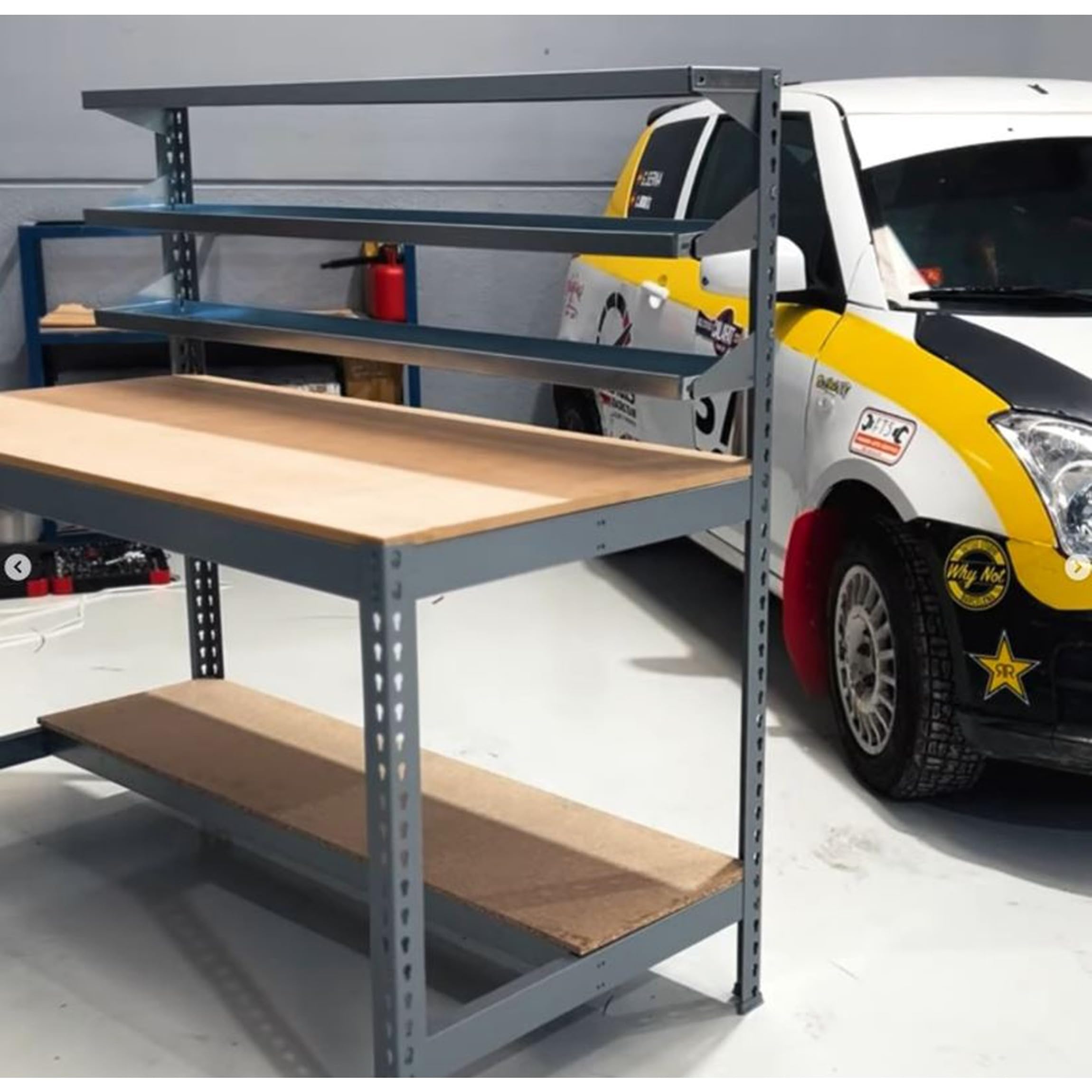 Simon Rack Banco de Trabajo con 3 repisas 910x610 mm - BT1 | Capacidad Carga 400 kg, Pintura anticorrosión, Azul , Montaje sistema clic