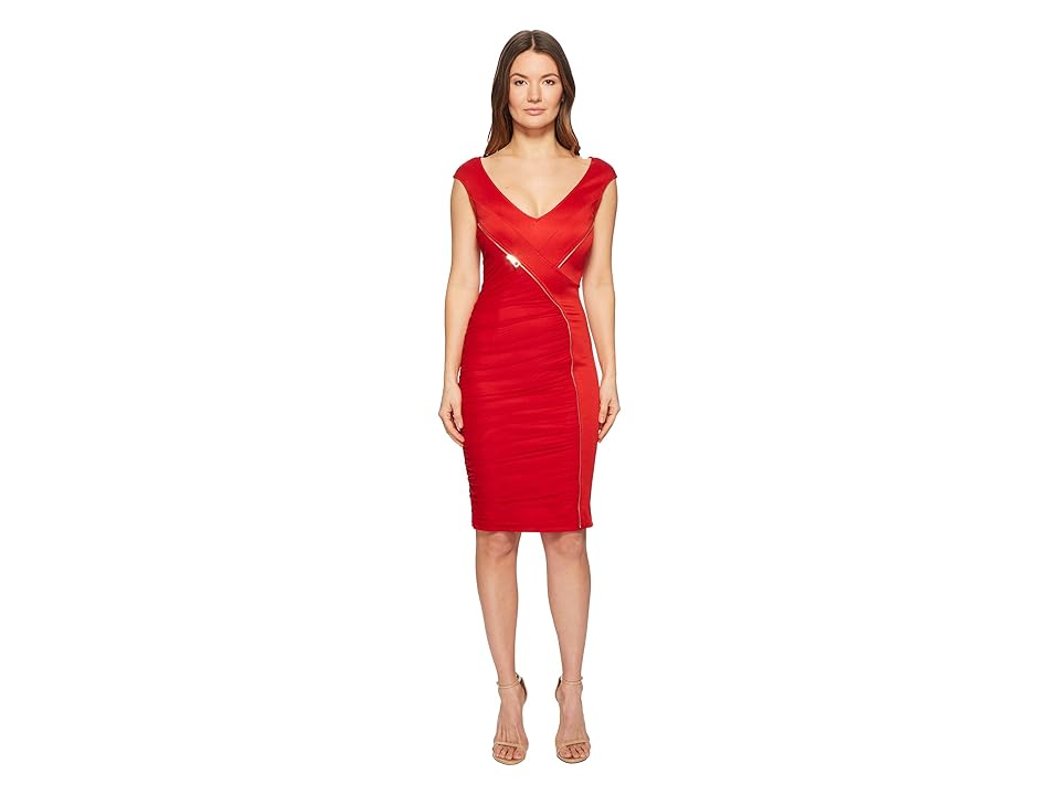 

Versace Collection Abito Donna Asymmetrical Zip Sheath Dress (Rosso) Women's Clothing, Red