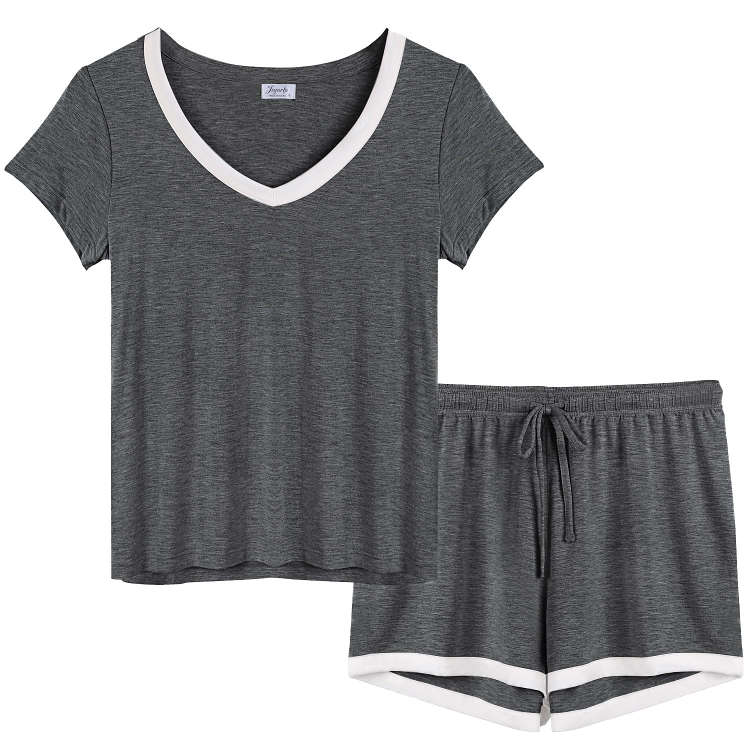 – Womens Cooling Pyjamas Shorts Set V-Neck Bamboo Viscose Ladies Pjs Summer Lightweight Loungewear 2 Piece Sleepwear S-XXL