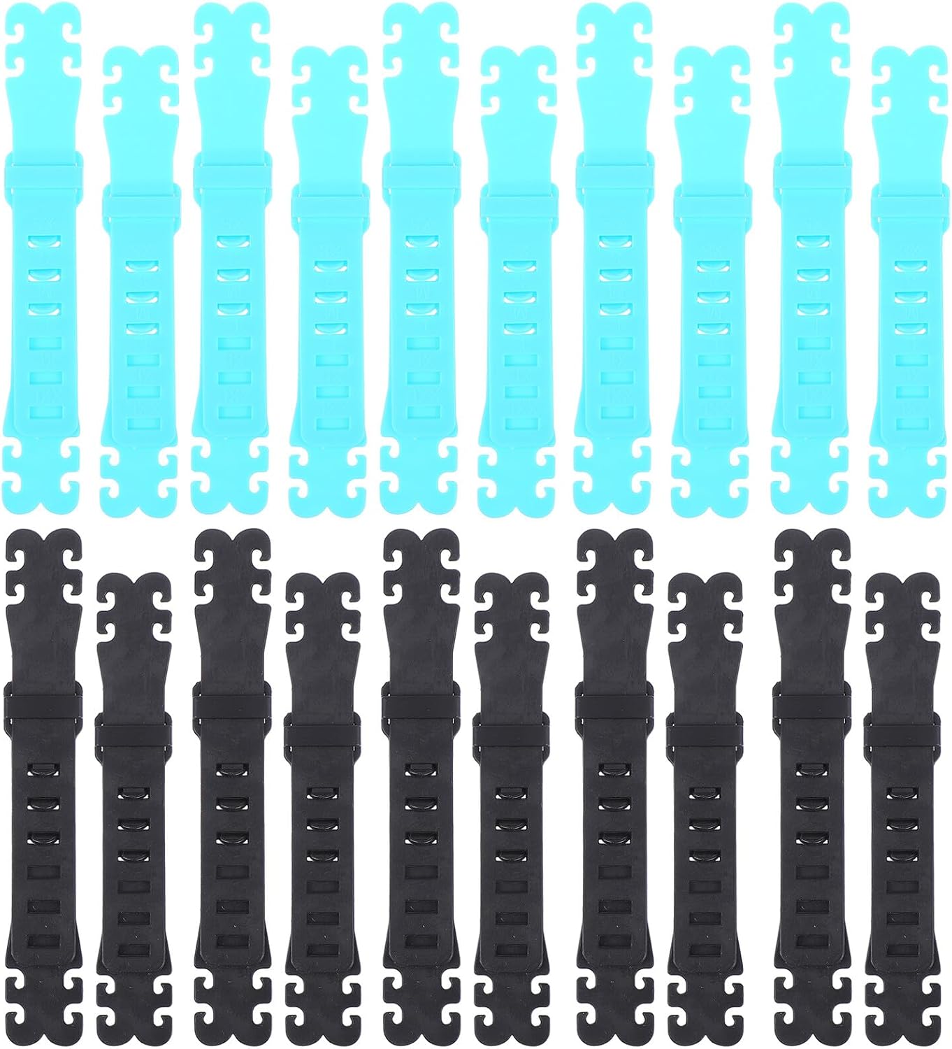 20pcs Adjustable Mask Strap Extenders with Non-Slip Hooks Plastic Ear Protectors for Comfortable Face Mask Fit Ear Suitable for Black and Blue - Image 1 of 9