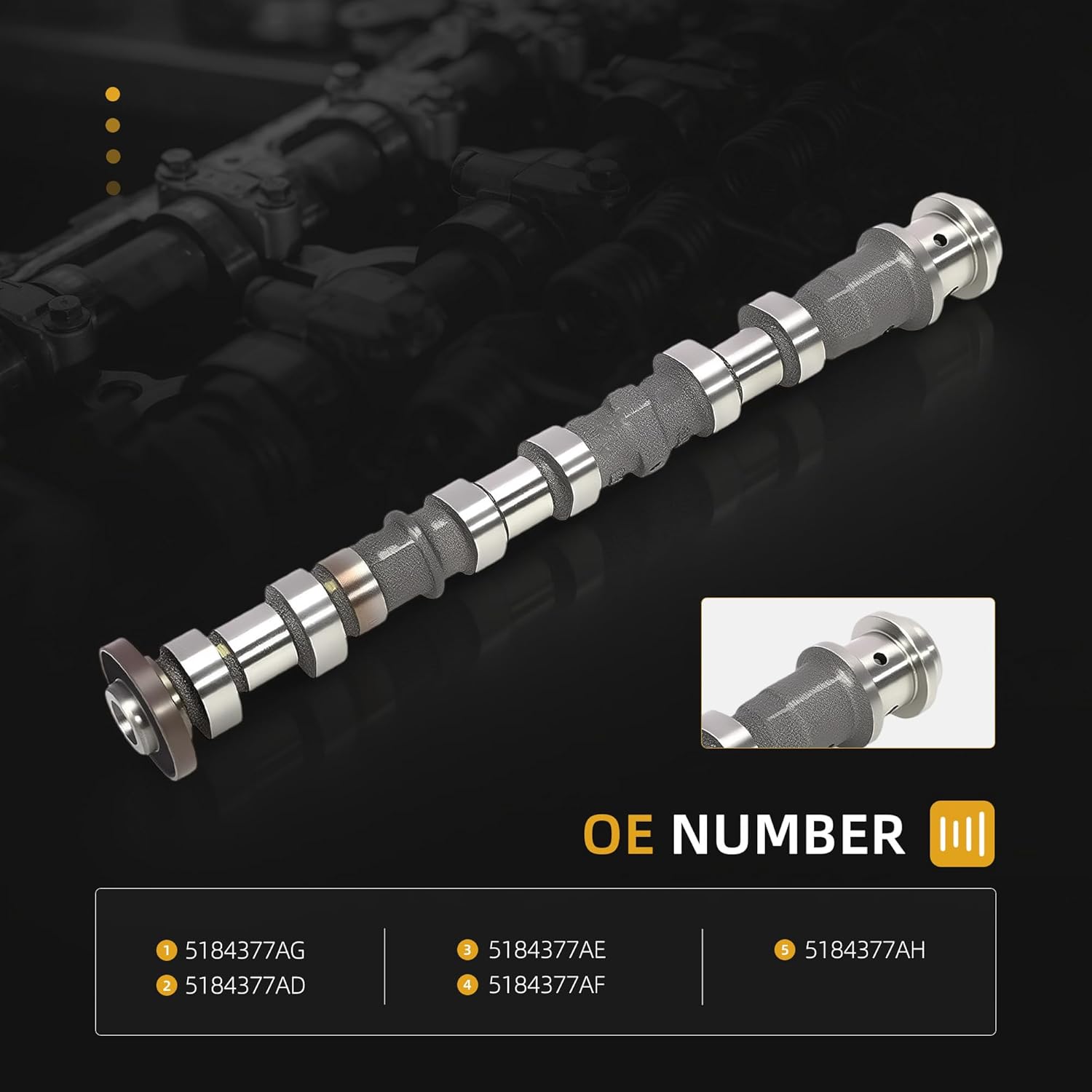 Engine Left Side Exhaust Camshaft,5184377AF, 5184377AG, for Dodge RAM 1500/Avenger/Challenger/Charger,for Chrysler 200/300/Voyager,for Jeep Wrangler/Grand Cherokee,for Promaster,11-16 3.6L V6