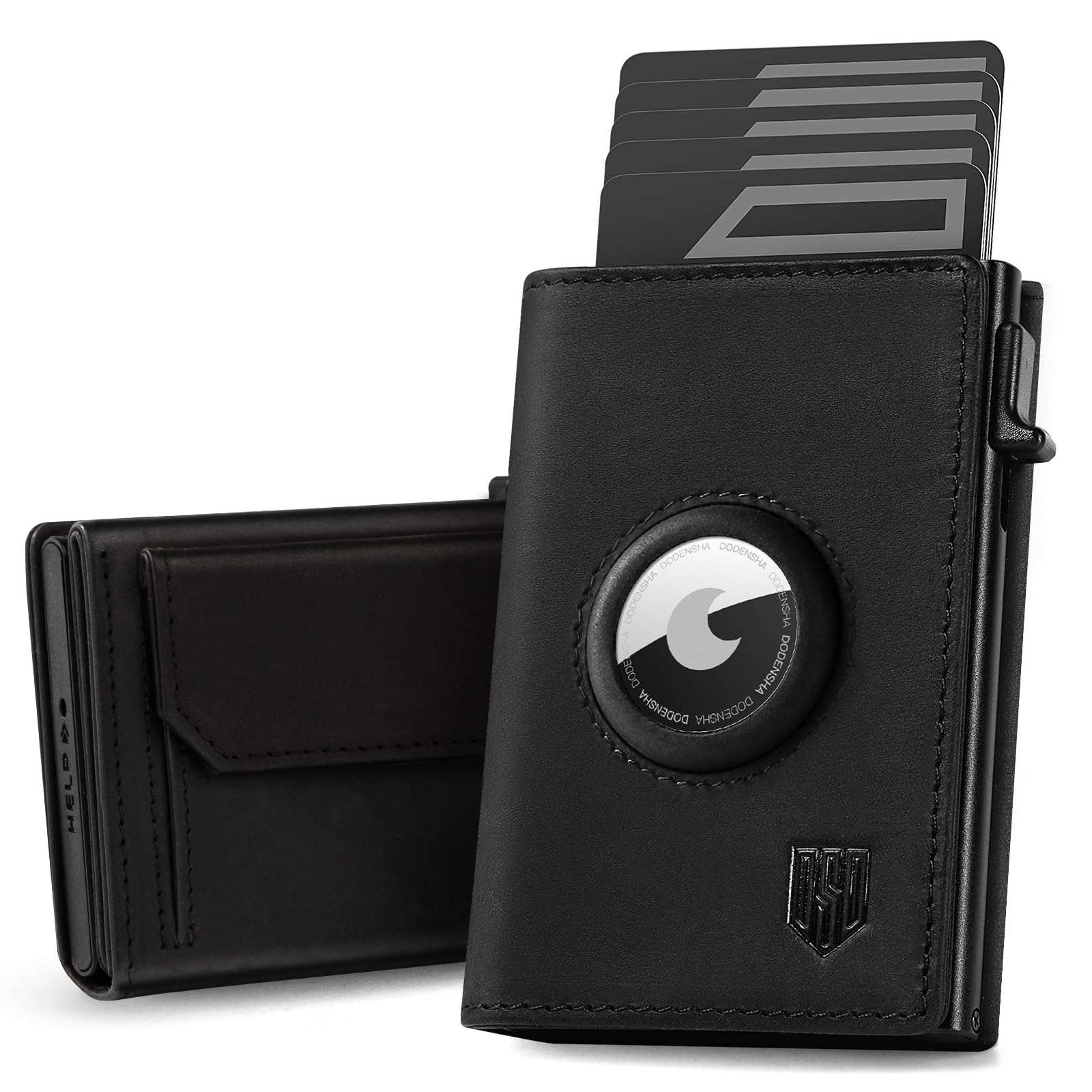 DODENSHA Airtag Portefeuille pour Homme avec Compartiment à Monnaie I MagSnap Étui pour Cartes I Smart Wallet pour 10+ Cartes avec Protection RFID (Noir)