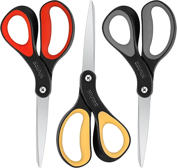 Niutop 8" All Purpose Scissors - Heavy Duty, Ergonomic, Sharp Craft Shears for Office, Home, School, Art & Craft Supplies