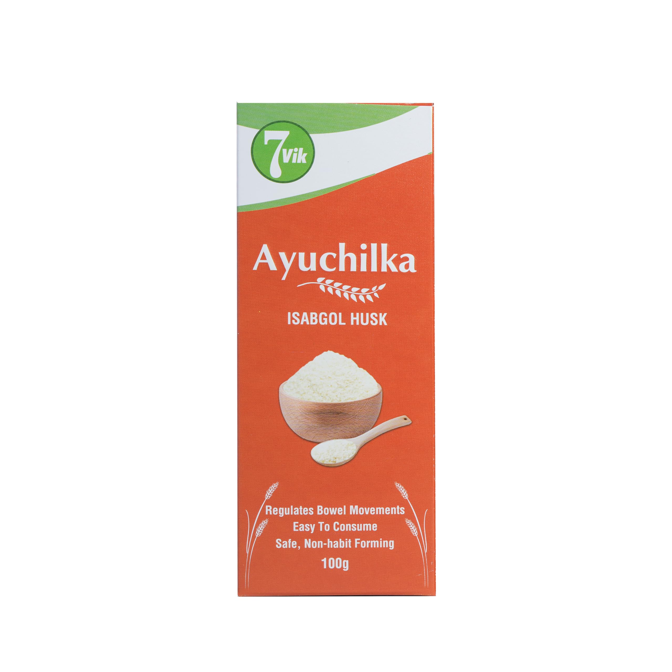 7vik Isabgol Husk (7vik Ayuchilka) Useful in chronic Constipation & Gives Relief in Diarrhea Improves Heart Health Non-Habit Forming (Plain - Pack of 1, Each 100Gm)