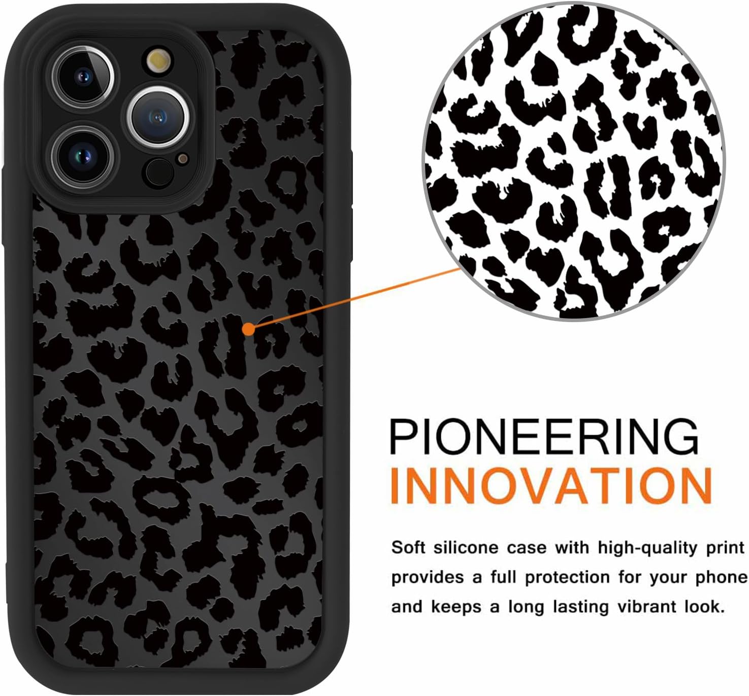 Cute Cheetah Print Phone Case for iPhone 15 Pro Max Case 6.7", Aesthetic Luxury Black Leopard Pattern Design Cover Shockproof Soft Slim TPU Full Camera Lens Protective Funda for Women Girls - Image 3