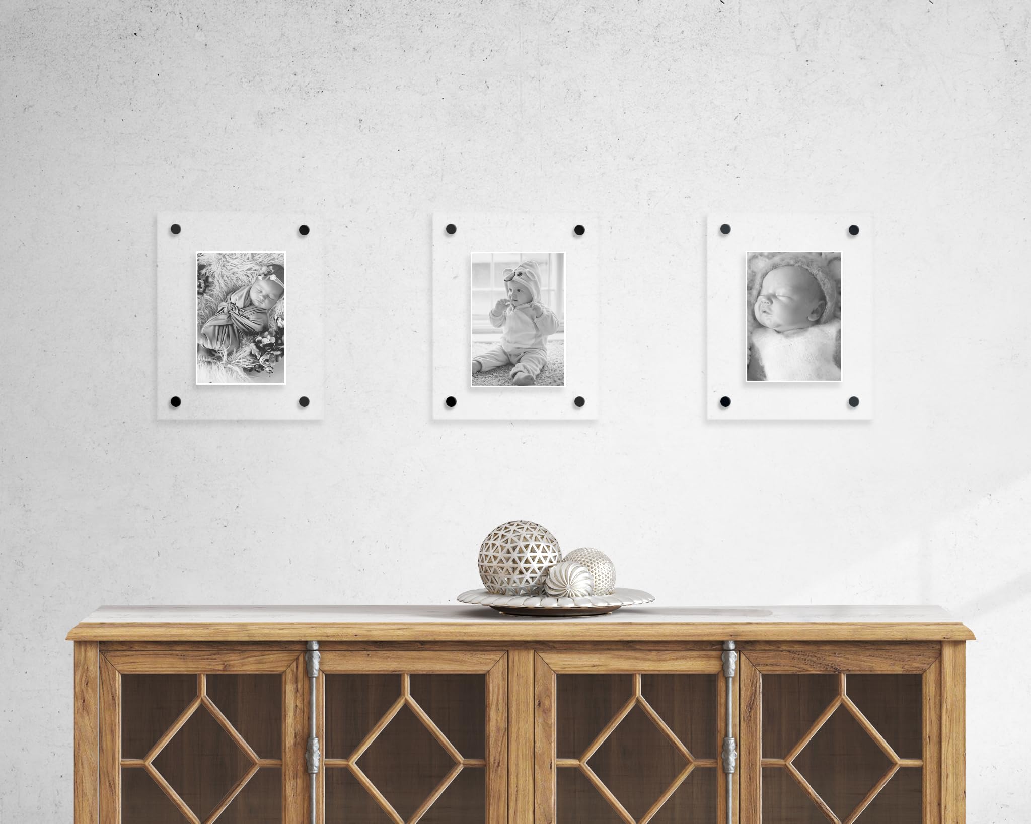 Ships Next Day, Made in USA, Acrylic Wall Mount Floating Picture Frame - Frameless Display for Art Prints, Photos, & Certificates - Modern Clear Style for Home & Office Decor (1 Pic - 11x14)