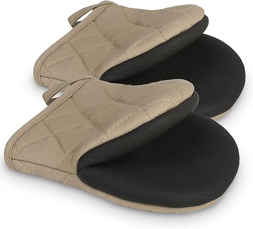 1 par de manoplas cortas para horno, guantes de cocina de silicona resistentes al calor para 500 grados, superficies de agarre antideslizantes y asa