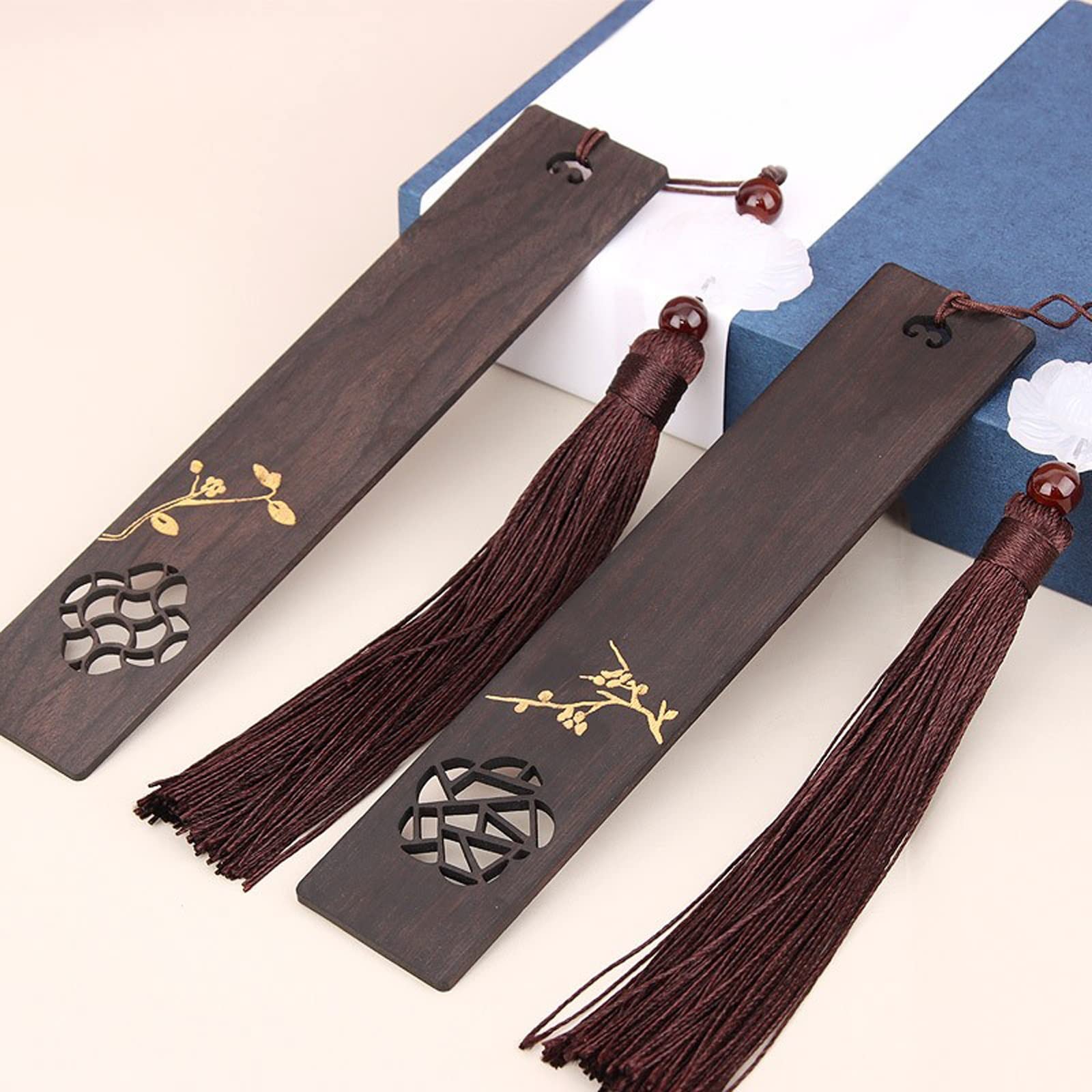 Lesezeichen 2 stücke Lesezeichen Holzfenstergitter Lesezeichen Chinesischer Stil Senden Lehrer, um Studenten Geschenk Ebony Wood zu schicken Buch Markierungen