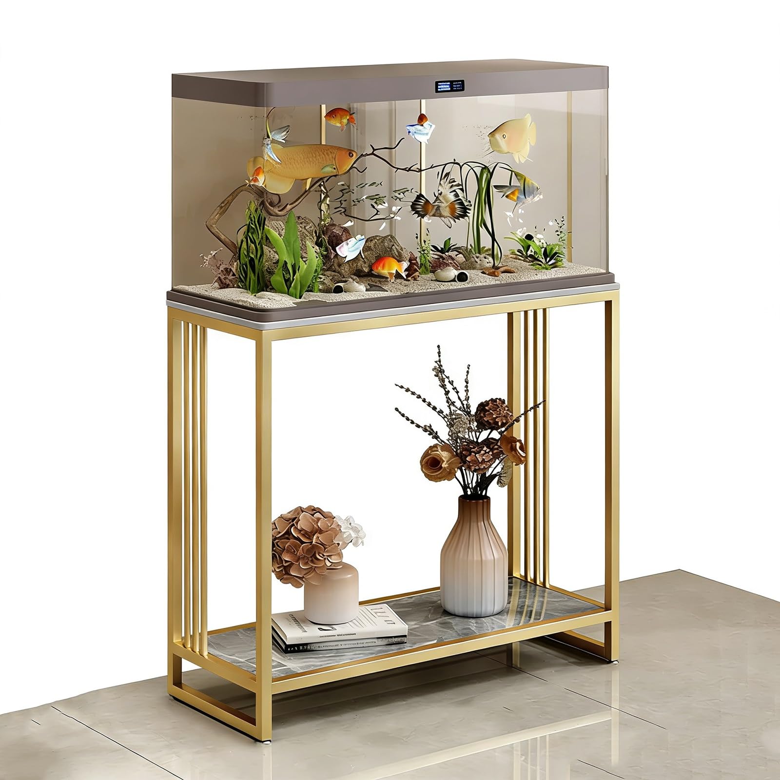 Supporto per acquario con struttura in metallo per acquari e terrari, robusto, uso domestico e ufficio