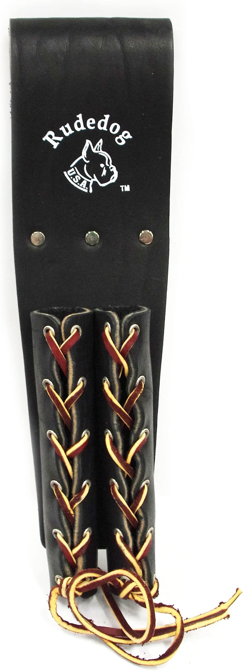 Lace-Up Double Bullpin Holder - Premium Black Leather- Rudedog USA #3011