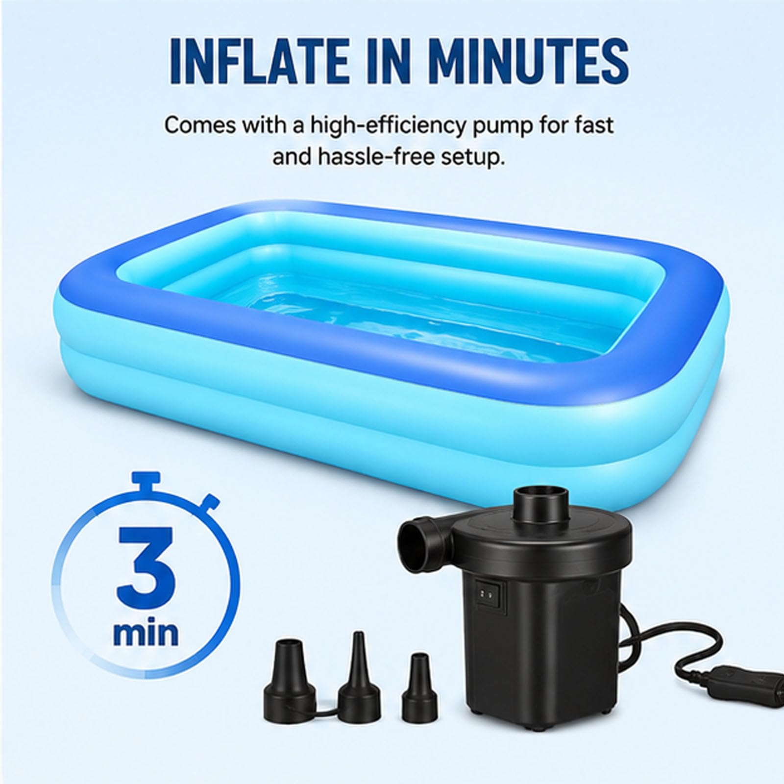 Piscine Gonfiabili, Piscina Grande a Doppio Strato 150x105x35cm | Piscina gonfiabile spessa e resistente, con pompa, per esterni, giardino, festa d'acqua estiva