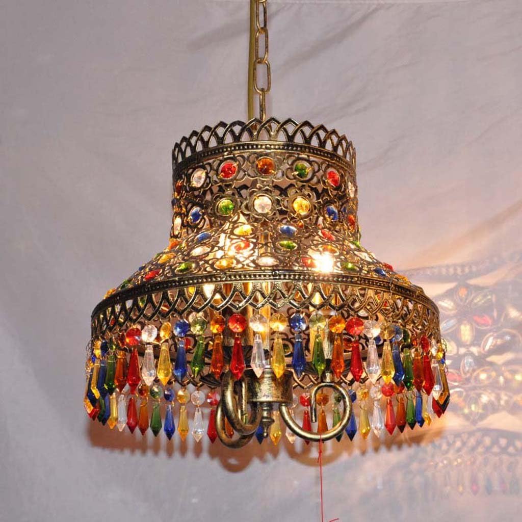 The Harvest Season- Hollow Colored Iron Crystal Chandelier Living Room Bedroom Restaurant Lighting / E14
