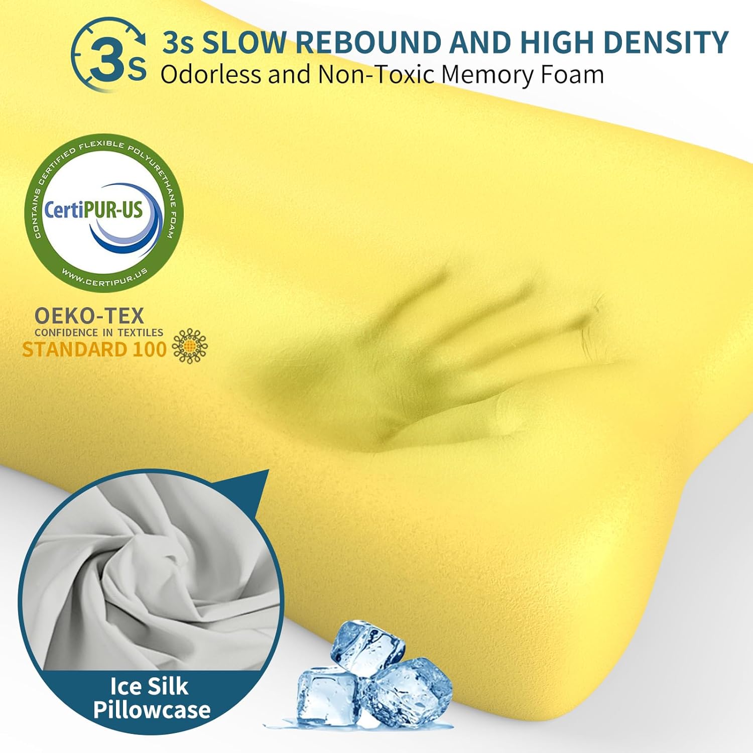 Cervical Neck Pillow for Pain Relief, Contour Memory Foam Pillows Ergonomic Pillow Orthopedic Cooling Pillow Bed Pillow Neck Support for Side Back Stomach Sleepers - Image 4