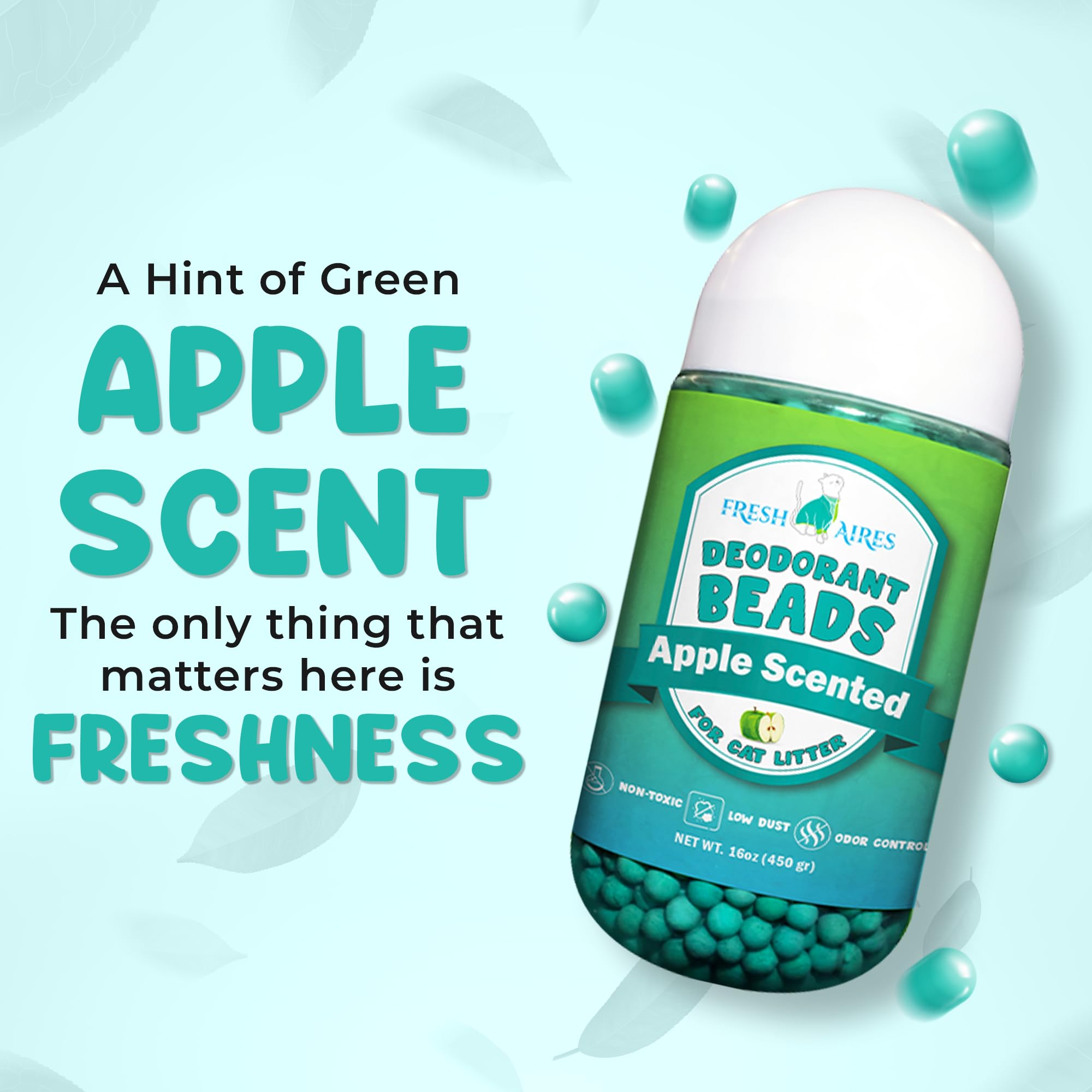 Cat Deodorant Beads | Green Apple Scent, Low-Dust & Non Toxic Litter Box, Superior Odor Control, Pet Safe Kitty Litter Deodorizer | Cat Litter Scent Deodorizer for Cleaner Air - image 6