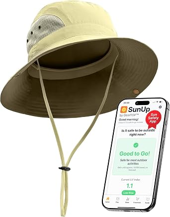 GearTOP Wide Brim Sun Hat for Men & Women, UPF 50+ Fishing Hat with Detachable Neck Flap & Face Cover Gardening Boonie Sunhat