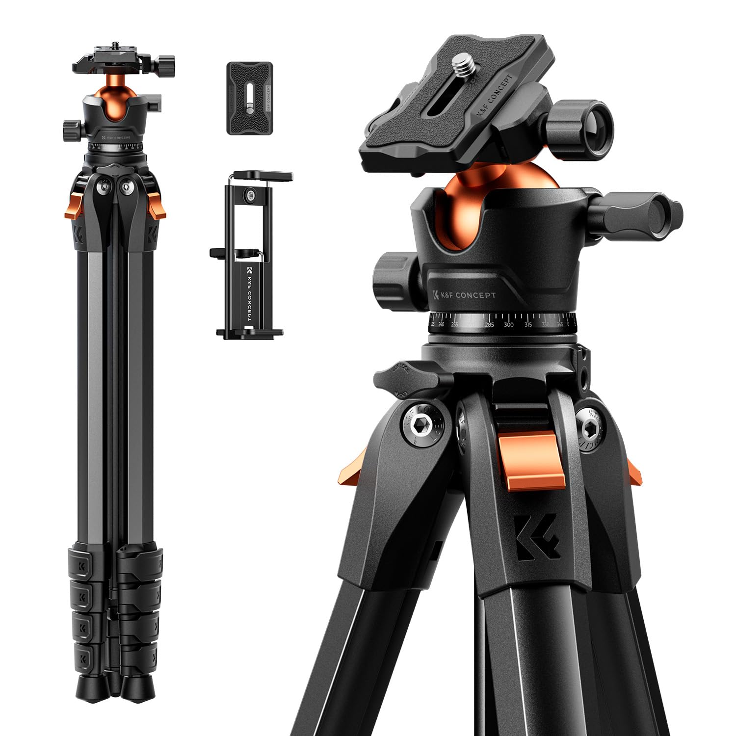 Amazon | カメラ三脚K&F CONCEPT 73インチ tripod スタンド 伸縮