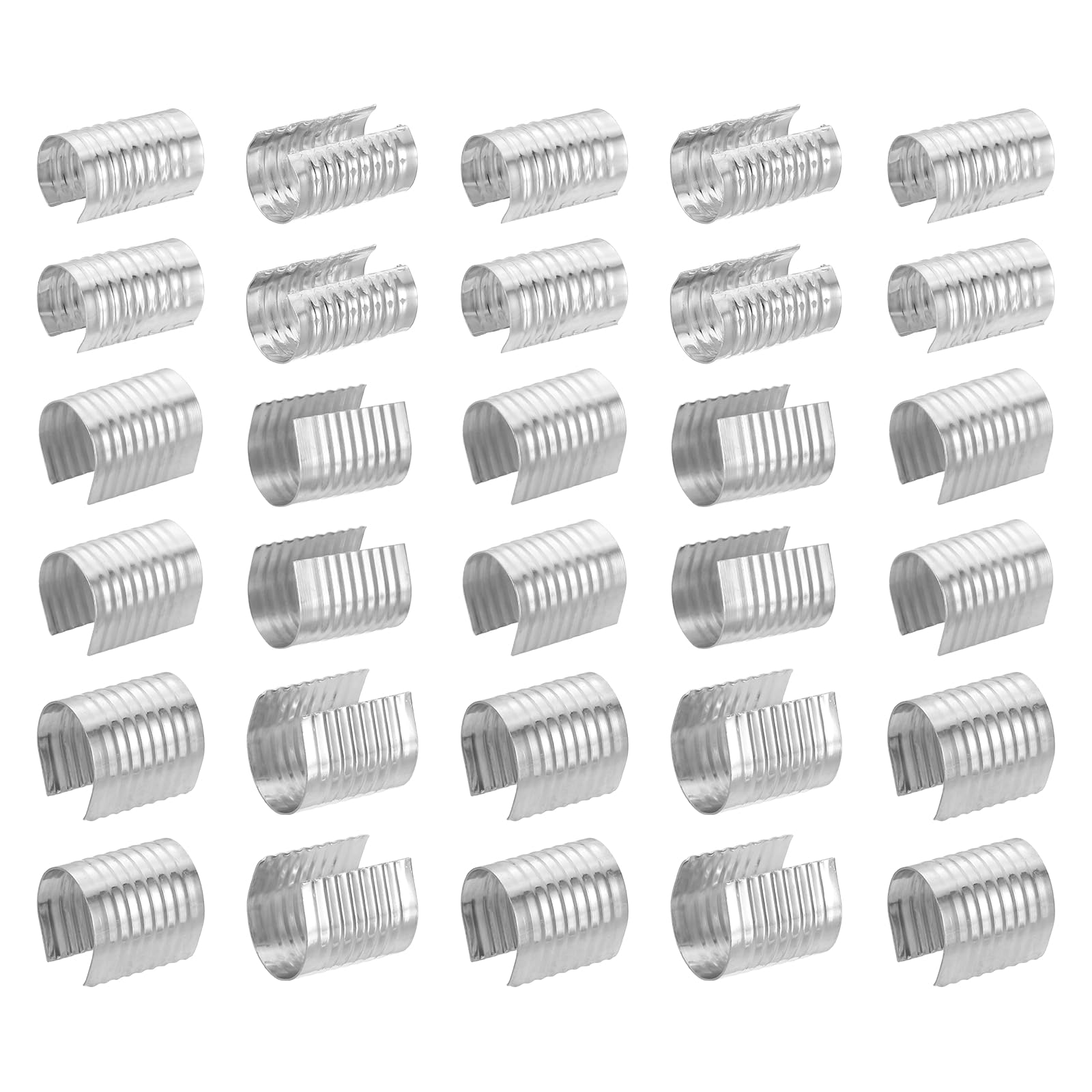PATIKIL 3 Size Leather Rope Clip, 180Pcs Metal Cylindrical Crimp Tubes Foldable End Cap Opening Crimps Fastener for Jewelry Making Tassel Leather Cords DIY Craft, 14/16/17mm Silver Tone