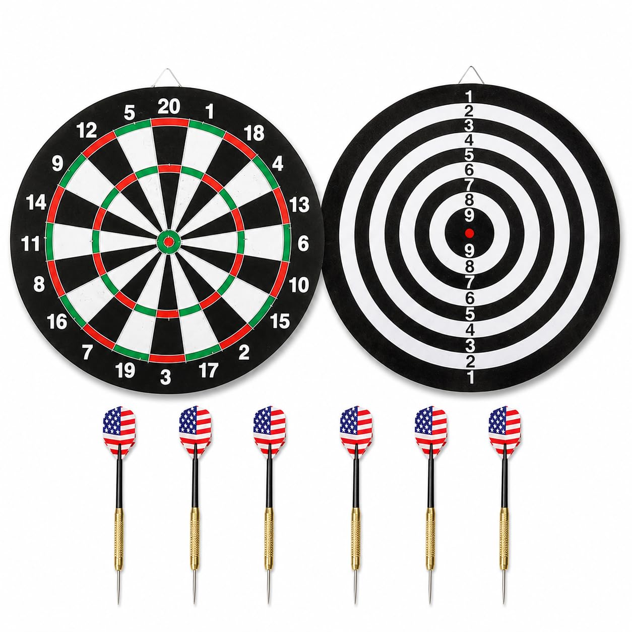 17 Inch Double Sided Dart Board Game Set with 6 Darts, Round Indoor Target Board for Kids Adults Family Party Games, Wall Mounted Practice Dartboard for Home Office Club (Dart Board Game)